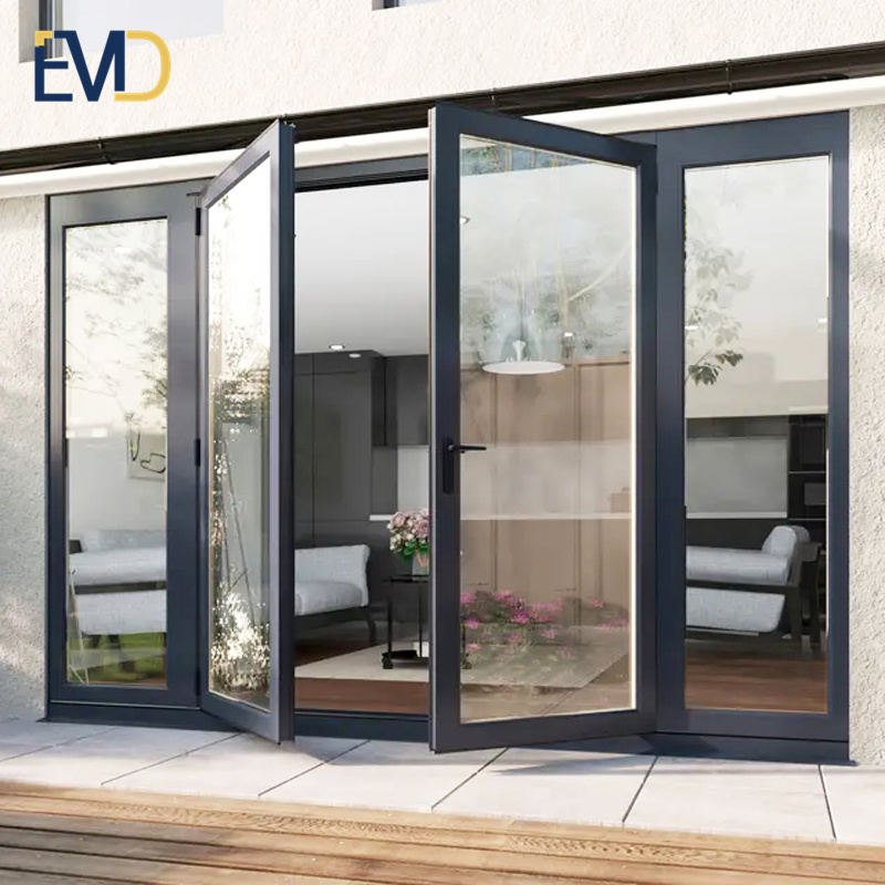 Custom made high quality villa outdoor double glass aluminium alloy casement glass doors
