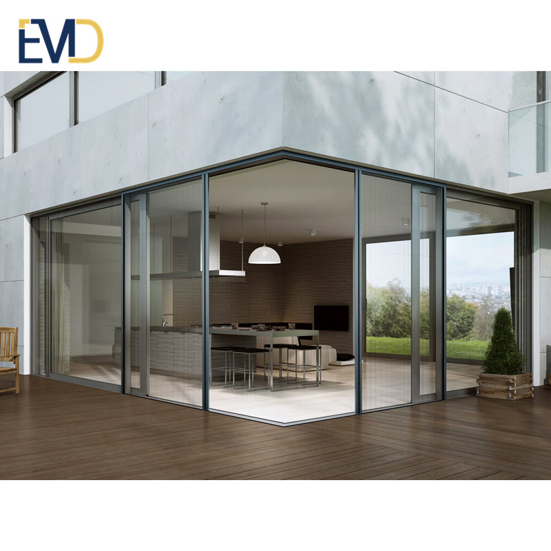New style modern design villa triple glazed thermal break aluminium sliding door