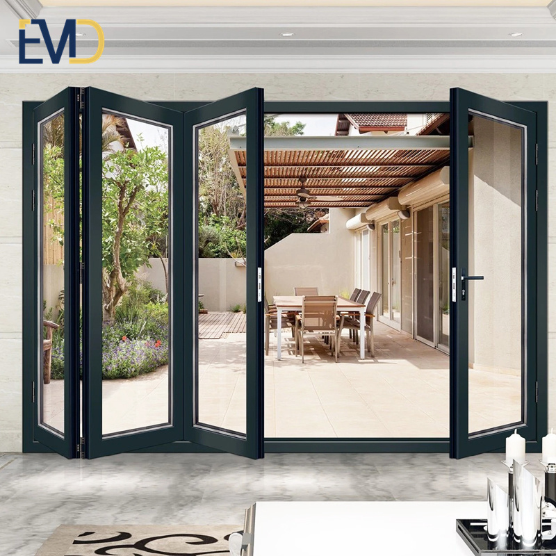Customized villa outdoor balcony double glass waterproof aluminum folding door