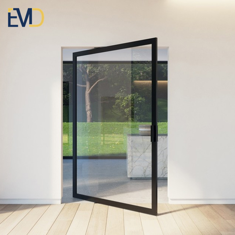 Simple customized villa entrance aluminum black modern pivot door