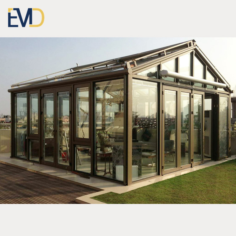 New style modern design villa aluminium backyard tempered glass pyramid glass house