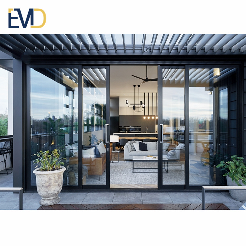 Villa aluminium modern exterior low e glass metal sliding glass patio door