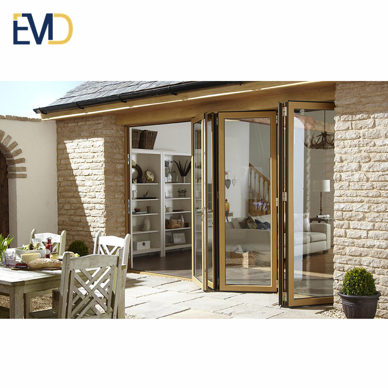 High quality new style villa exterior aluminium hurricane proof folding bifold glass door system