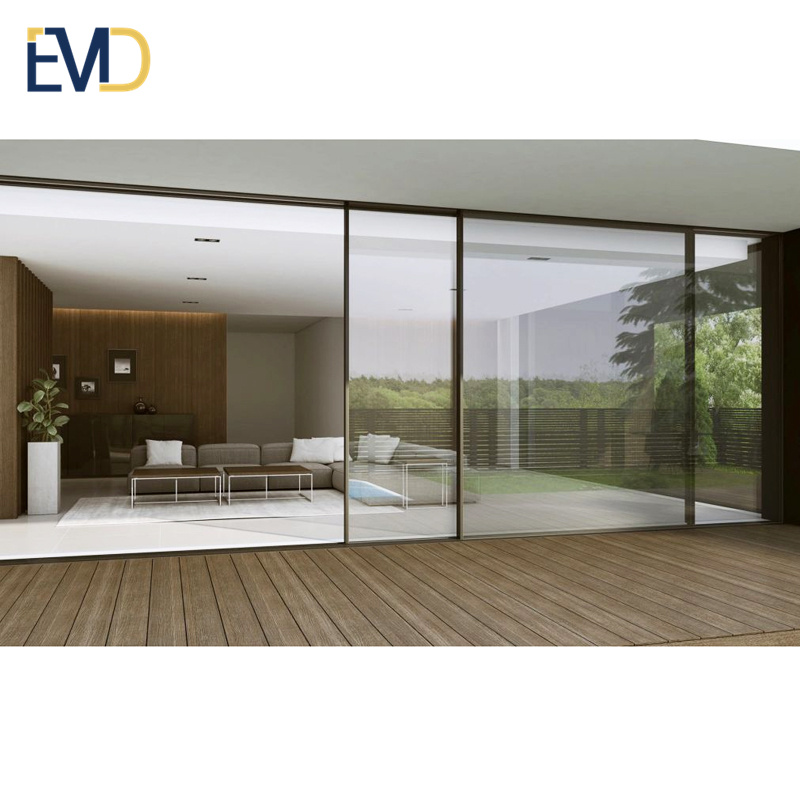 Popular style villa outdoor patio aluminium narrow frame metal sliding glass door