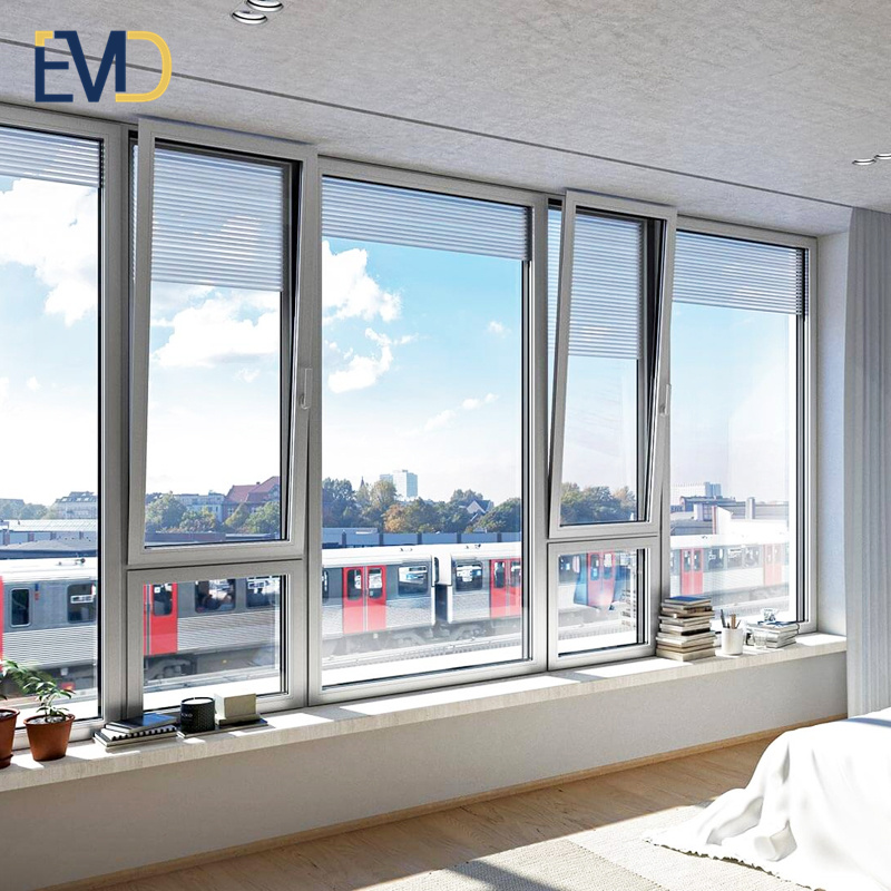 High quality custom aluminum frame waterproof glass tilt and turn window for villa