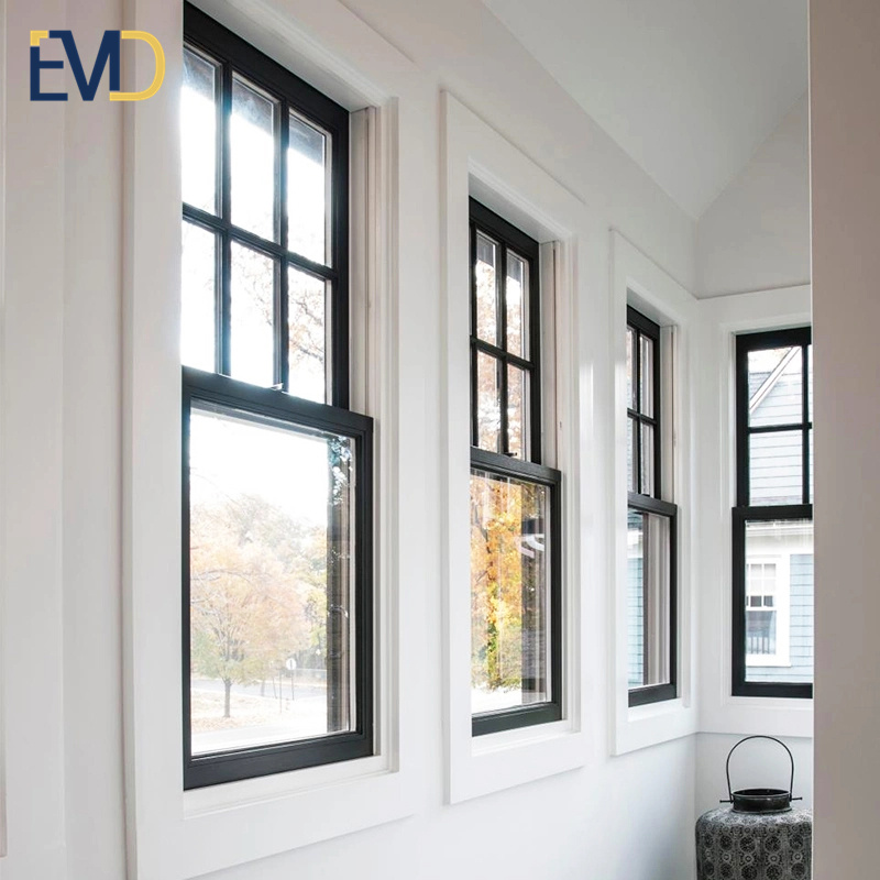 Modern new design villa aluminium soundproof single and double hung window
