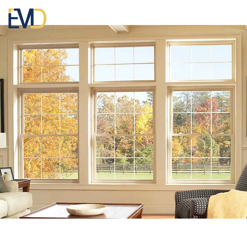 Popular style modern design villa aluminium thermal break vertical single and double hung window