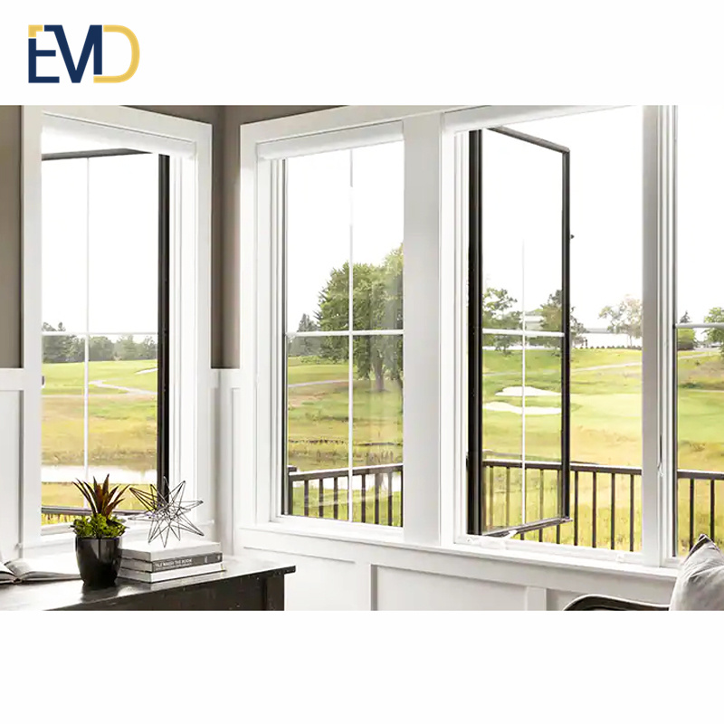 High quality factory customized villa tempered glass aluminum frame casement swing glass window