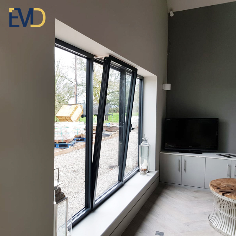 Customized simple design double glass waterproof glass tilt turn aluminum window