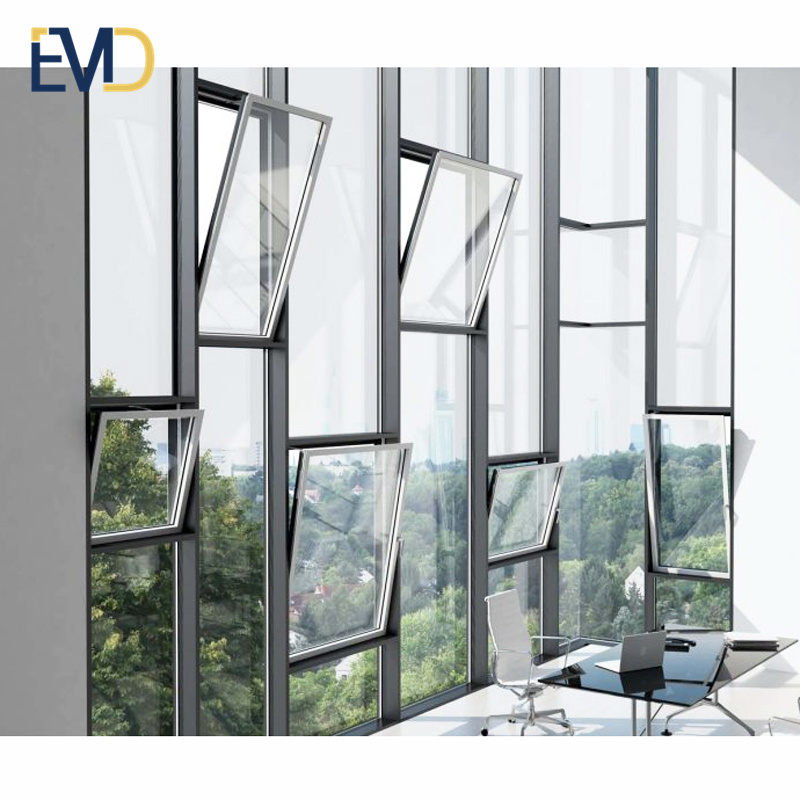 Customized high quality villa hot sale double glass aluminium window tilt and turn glass window