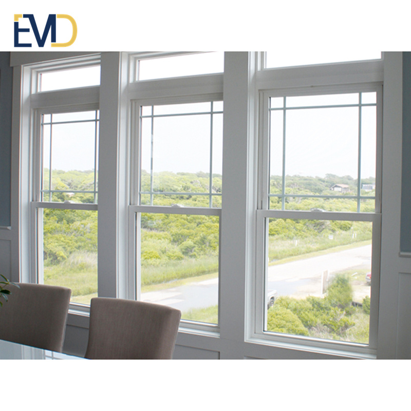 Villa high quality tempered glass soundproof single and double hung double pane windows