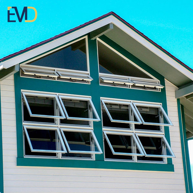 New design villa exterior aluminum tempered glass modern awning window
