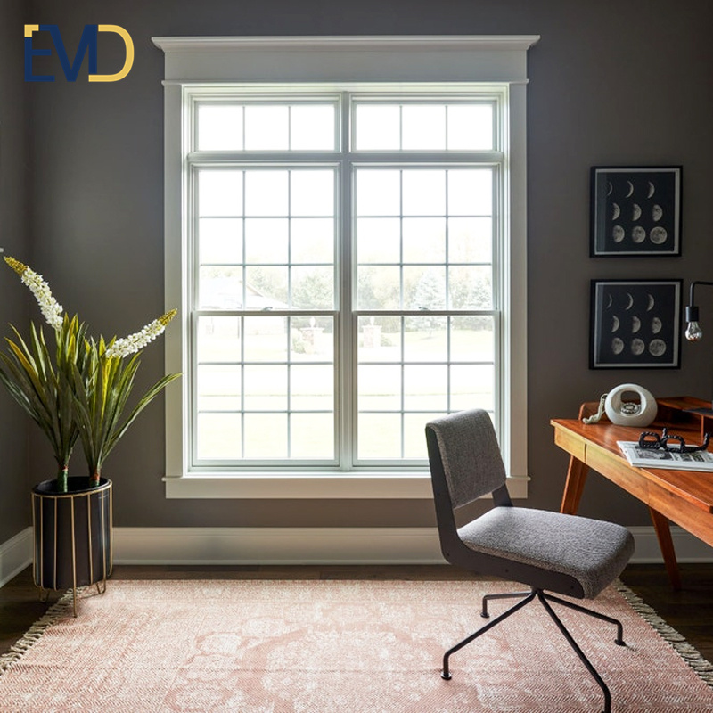 Latest design popular style houses aluminium framed insulated single and double hung windows