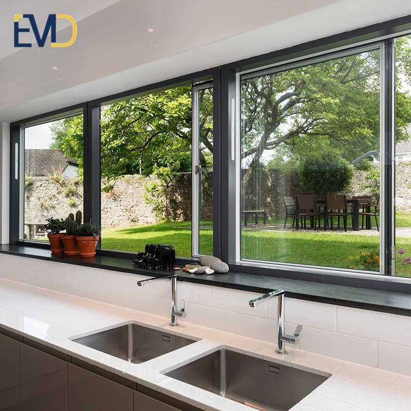 High quality latest design glass windows villa kitchen aluminum metal sliding window