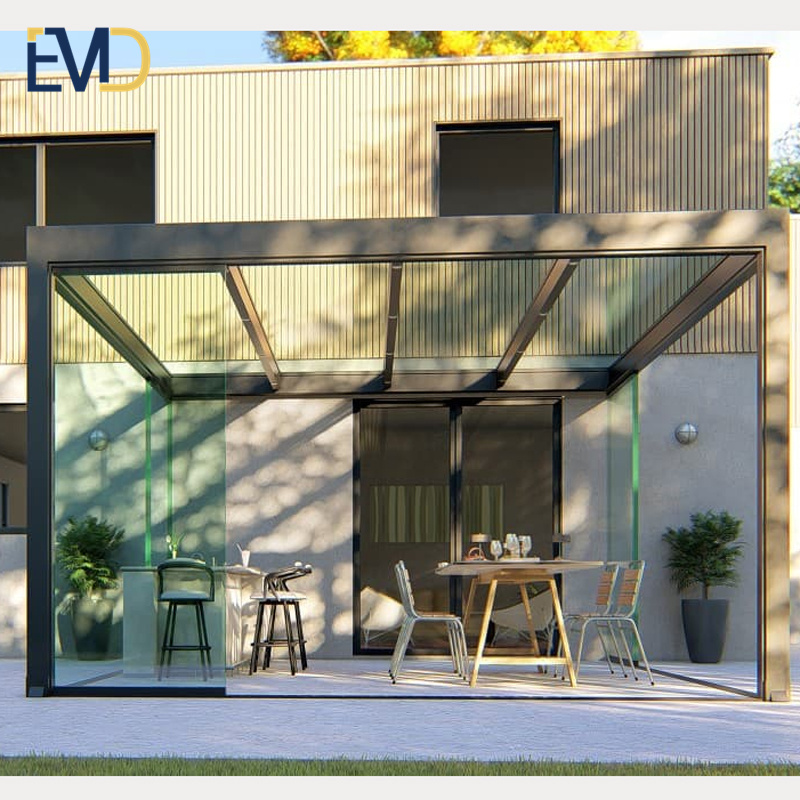 Popular style high quality villa outdoor tempered glass insulated aluminium sunroom