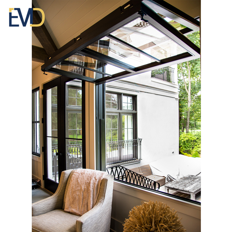 New design modern customised aluminium tempered glass vertical bifold window