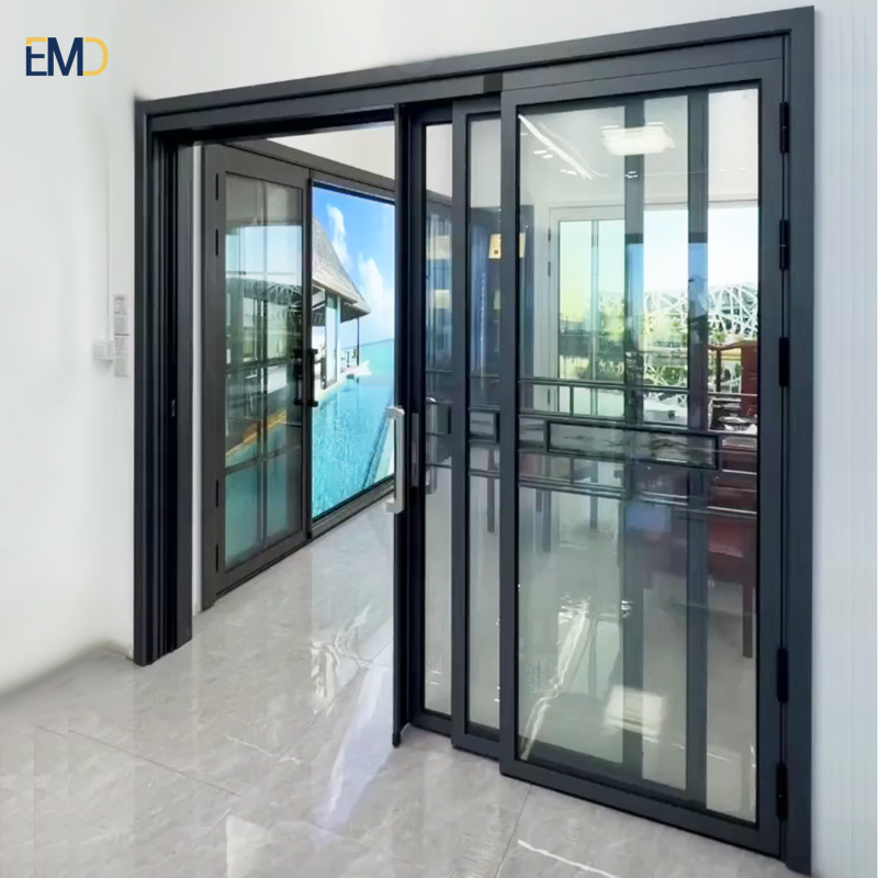 Customized design aluminum terrace doors PD folding sliding and swinging glass PT door