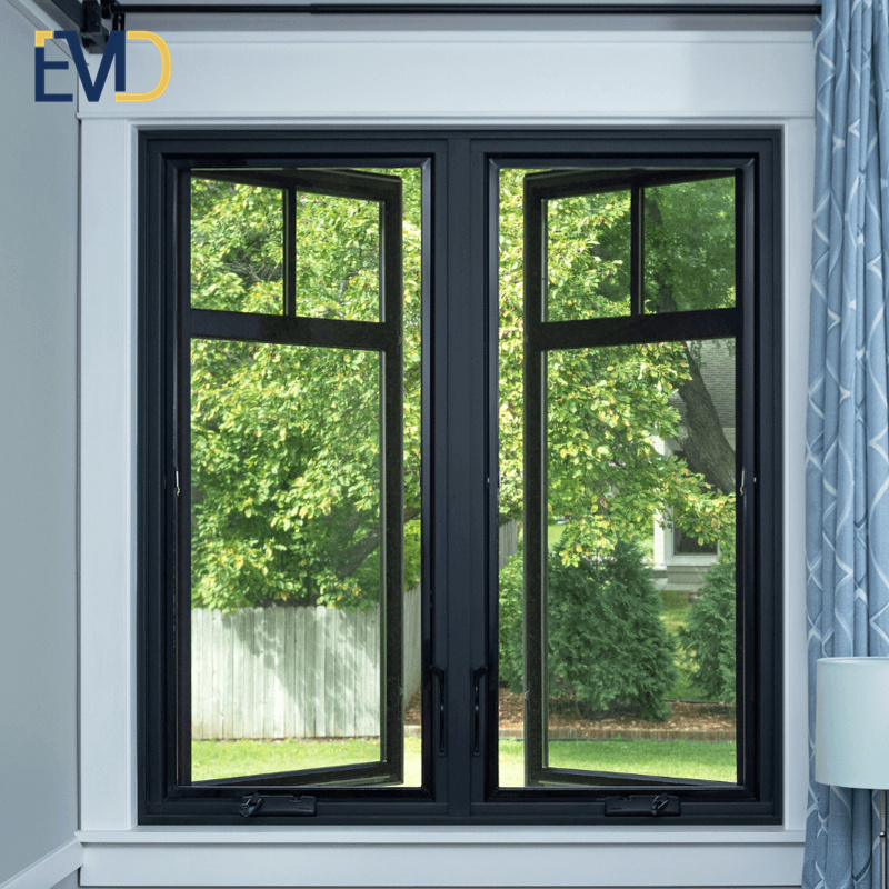 Factory customized aluminum waterproof and soundproof swing hand crank windows